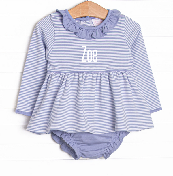 Zoe Diaper Set, Periwinkle Stripe