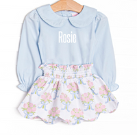 Wrapped in Roses Skirt Set, Blue
