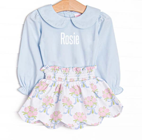 Wrapped in Roses Skirt Set, Blue