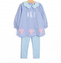 Wrapped in Roses Applique Legging Set, Blue