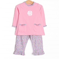 Petal Pocket Posies Ruffle Legging Set, Pink