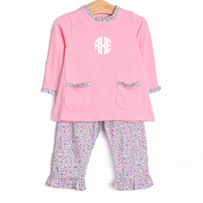 Petal Pocket Posies Ruffle Legging Set, Pink