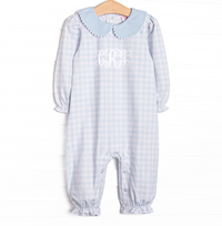 Pondside Picnic Romper, Blue Gingham