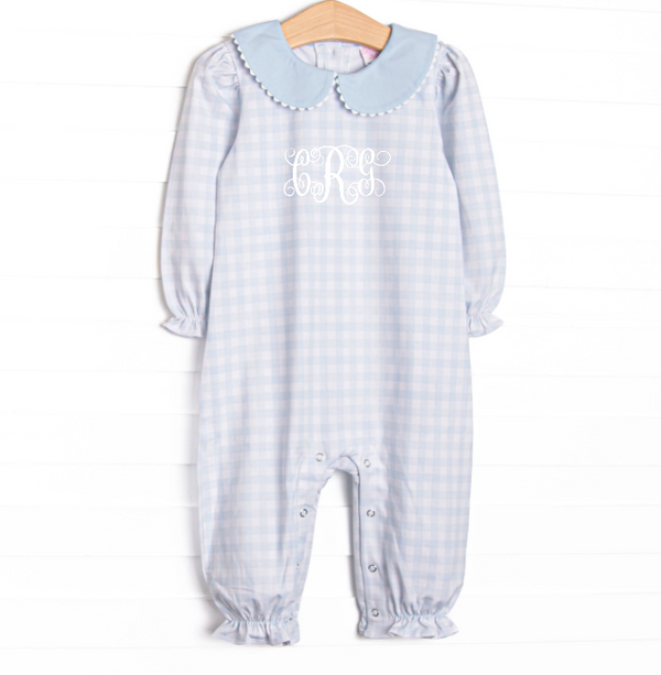 Pondside Picnic Romper, Blue Gingham