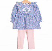 Periwinkle Perennials Scalloped Legging Set, Purple