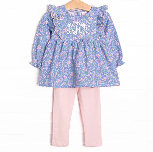 Periwinkle Perennials Scalloped Legging Set, Purple