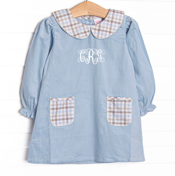 Family Favorites Collared Pocket Dress, Blue Plaid
