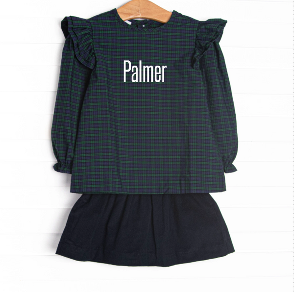 Palmer Plaid Skirt Set, Blue