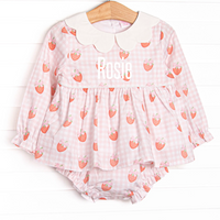 Berry Bows Scalloped Collar Diaper Set, Pink