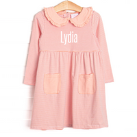 Lydia Pocket Dress, Peach Stripe