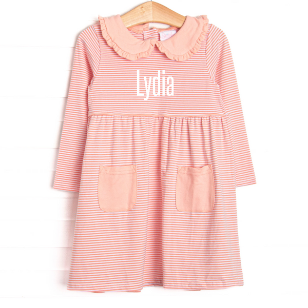 Lydia Pocket Dress, Peach Stripe