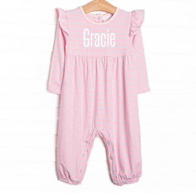 Gracie Romper, Light Pink Stripe