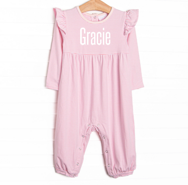 Gracie Romper, Light Pink Stripe
