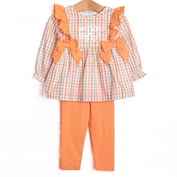 Patchwork Plaid Legging Set, Orange
