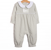 Reed Romper, Green Gingham