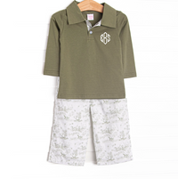 Hunting Hounds Polo Pant Set, Green