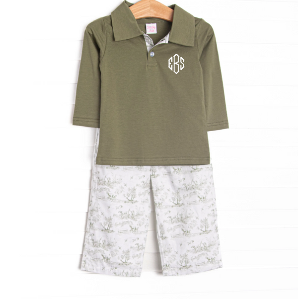 Hunting Hounds Polo Pant Set, Green