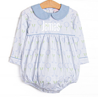 Golfing in Gingham Long Sleeve Bubble, Blue