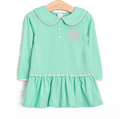 Taylor Tennis Long Sleeve Knit Dress, Pink and Green