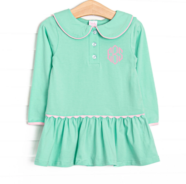Taylor Tennis Long Sleeve Knit Dress, Pink and Green