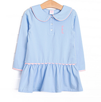 Taylor Tennis Long Sleeve Knit Dress, Blue and Pink