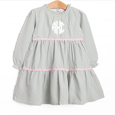 Schoolyard Sage Tiered Dress, Green