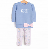 Classic Carousel Bow Sweatshirt Legging Set, Pink