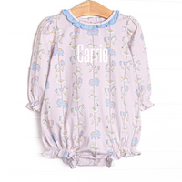 Classic Carousel Long Sleeve Ruffle Neck Bubble, Pink