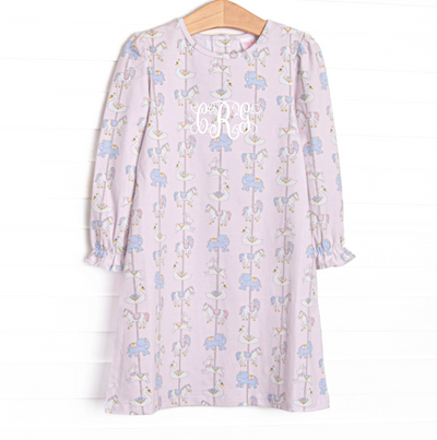 Classic Carousel Long Sleeve Dress, Pink