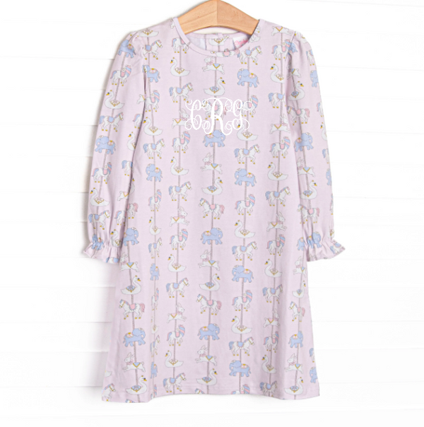 Classic Carousel Long Sleeve Dress, Pink