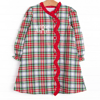 Bleu: Colette Classic Long Sleeve Dress, Red Plaid