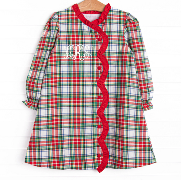 Bleu: Colette Classic Long Sleeve Dress, Red Plaid