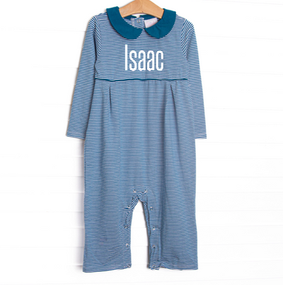 Isaac Romper, Prussian Blue Stripe