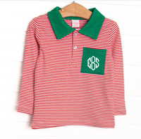 Christmas Time Stripes Pima Shirt, Red
