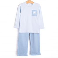 Evan Pant Set, Medium Blue Stripe