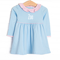 Zoe Dress, Blue and Light Pink Stripe