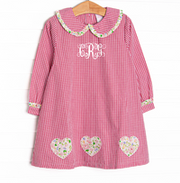 Going Steady Applique Dress, Red