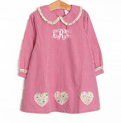 Going Steady Applique Dress, Red