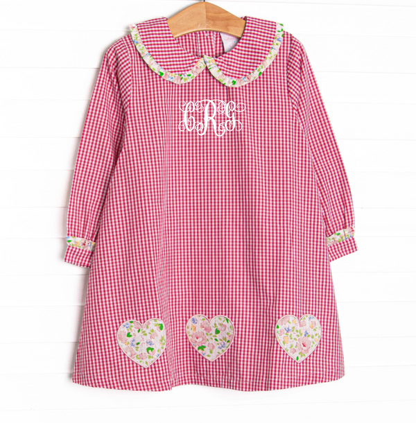Going Steady Applique Dress, Red
