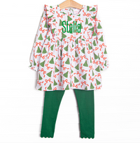 Tinsel Trees Ruffle Legging Set, Green