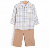 Sage and Sky Plaid Long Sleeve Pant Set, Green