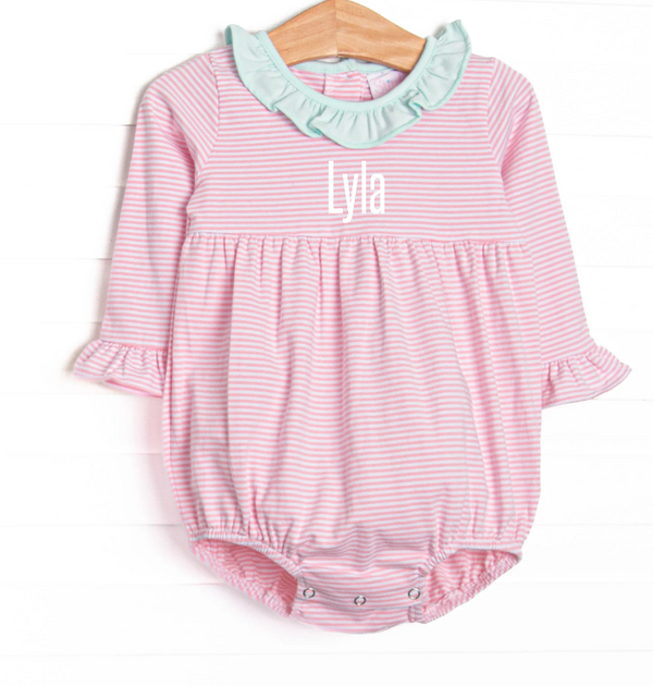 Lyla Ruffle Bubble, Mint and Light Pink Stripe