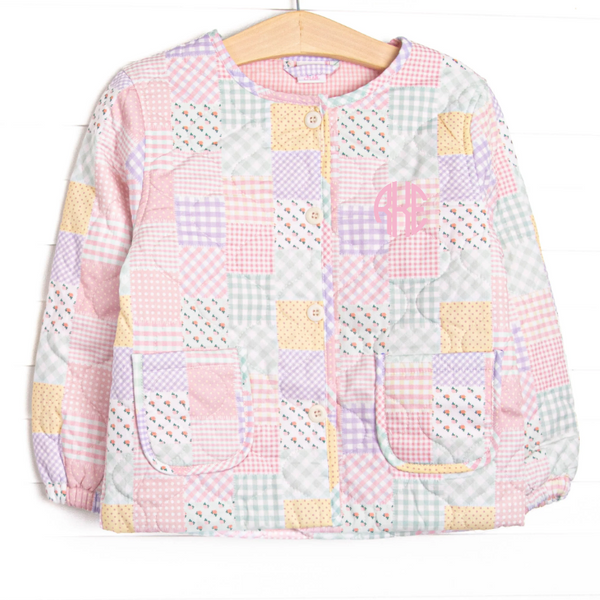 Coat of Quilted Colors Pocket Jacket, Pink