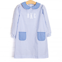 Powder Blue Plaid Pocket Dress, Light Blue