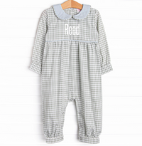 Reed Romper, Blue and Green Gingham