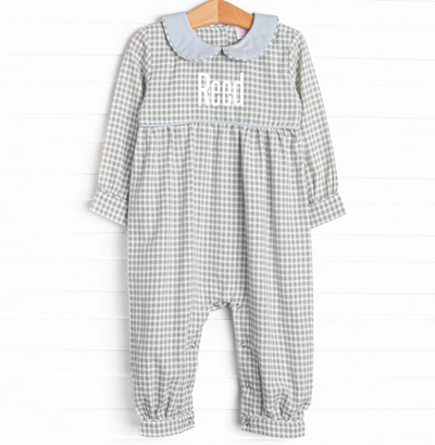 Reed Romper, Blue and Green Gingham