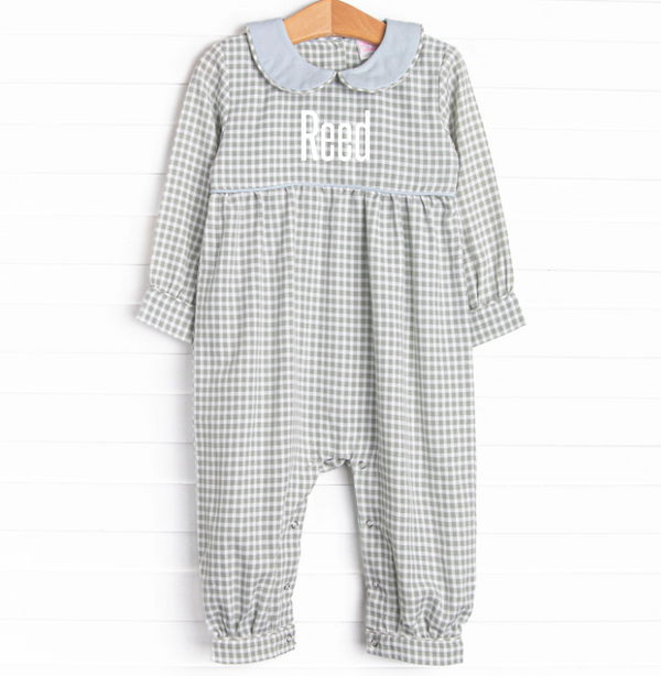 Reed Romper, Blue and Green Gingham