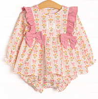 Bow Bouquets Side Tie Diaper Set, Pink