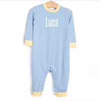 Luca Romper, Yellow and Medium Blue Stripe