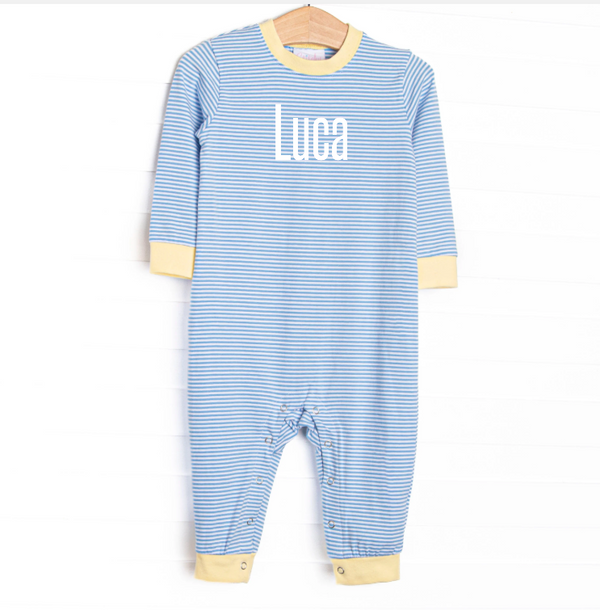 Luca Romper, Yellow and Medium Blue Stripe